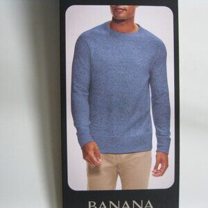 Banana Republic Men’s Waffle Crew neck pull over Sweater blue  Large (0606)